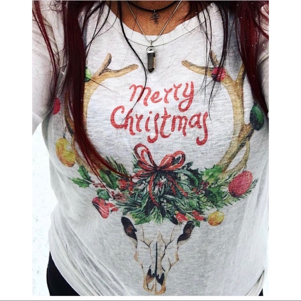Deer skull merry Christmas sweater